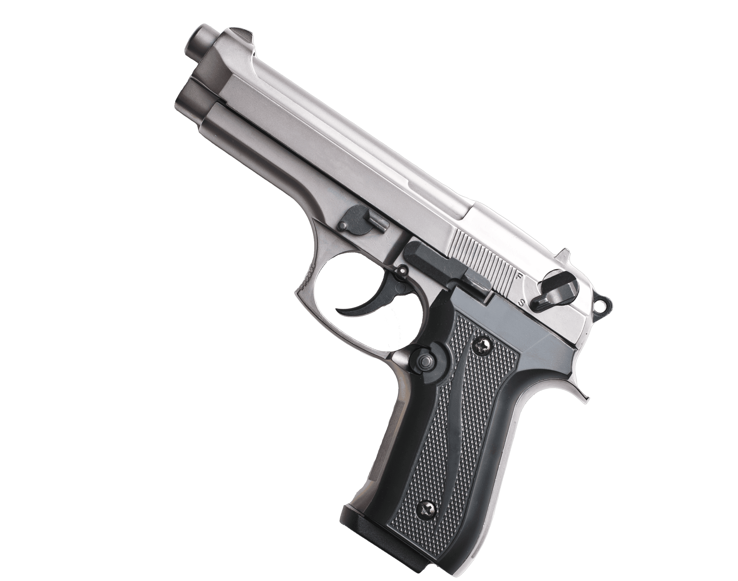 Tom's Sport Shop - A silver gun at Tom's Sport Shop.